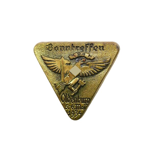 Abzeichen - HJ (Hitlerjugend) Banntreffen 91 - Oldenburg 5.-6. Mai 1934 - Hersteller Hoffstätter, Bonn