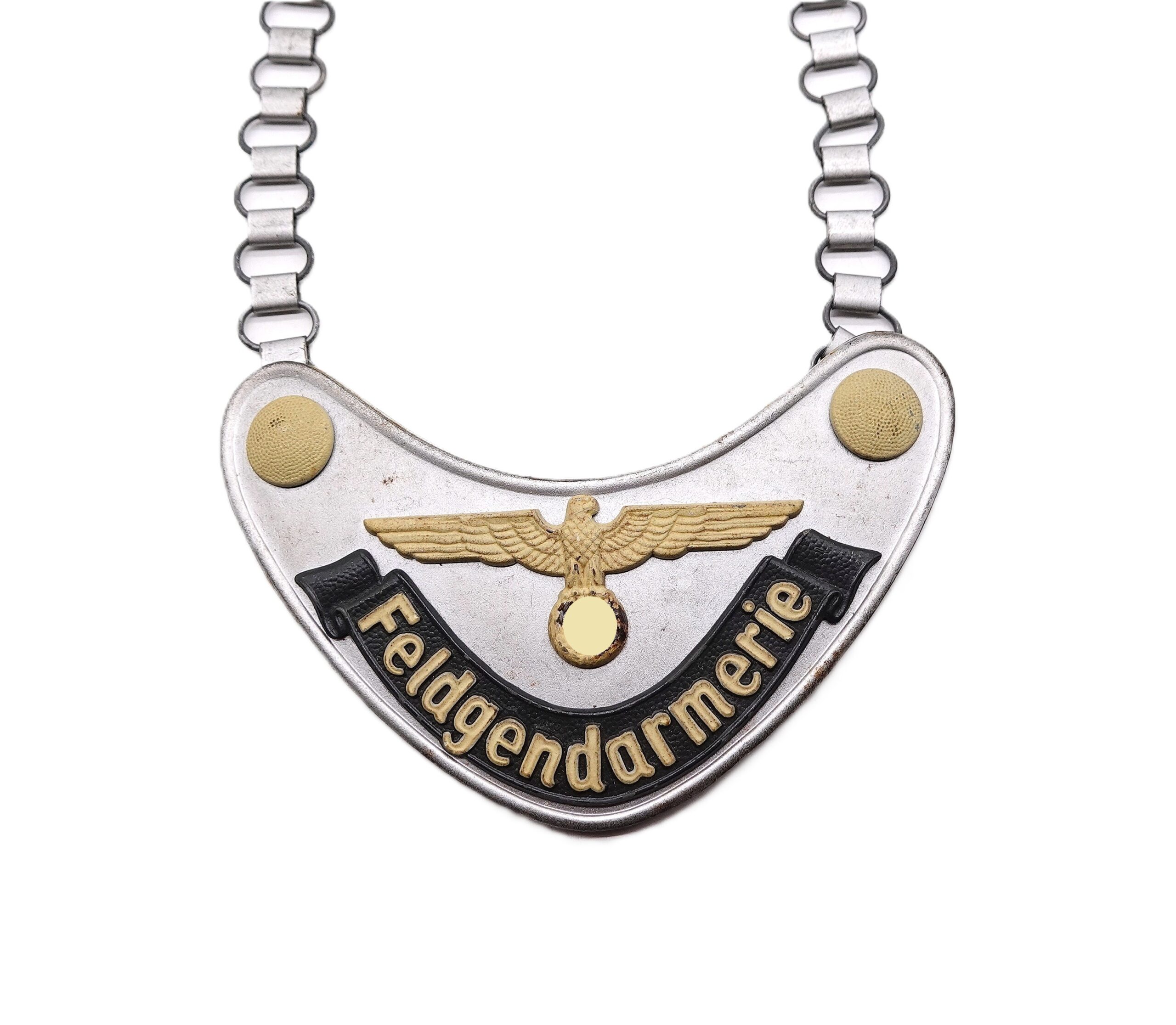 Ringkragen Feldgendarmerie - Komplett mit der Kette - Hersteller J. C. Maedicke, Berlin – Bild 2