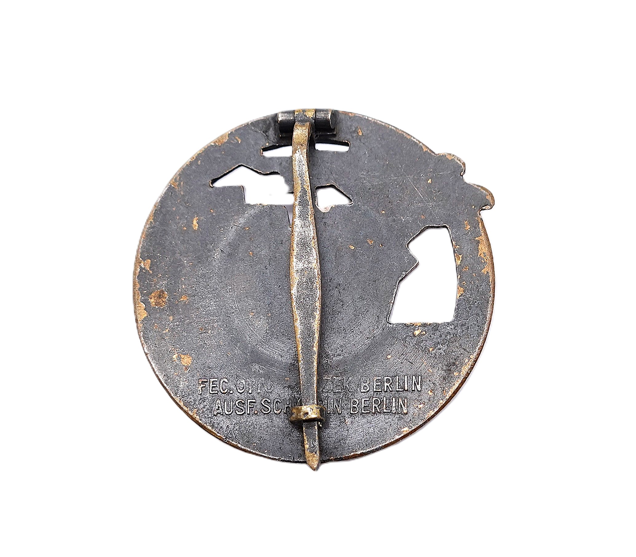 Blockadebrecher Kriegsabzeichen - Dishback Variante - Hersteller Schwerin Berlin - Mit der Halbminiatur - Verleihungsetui - Etui - Kriegsmarine – Bild 5