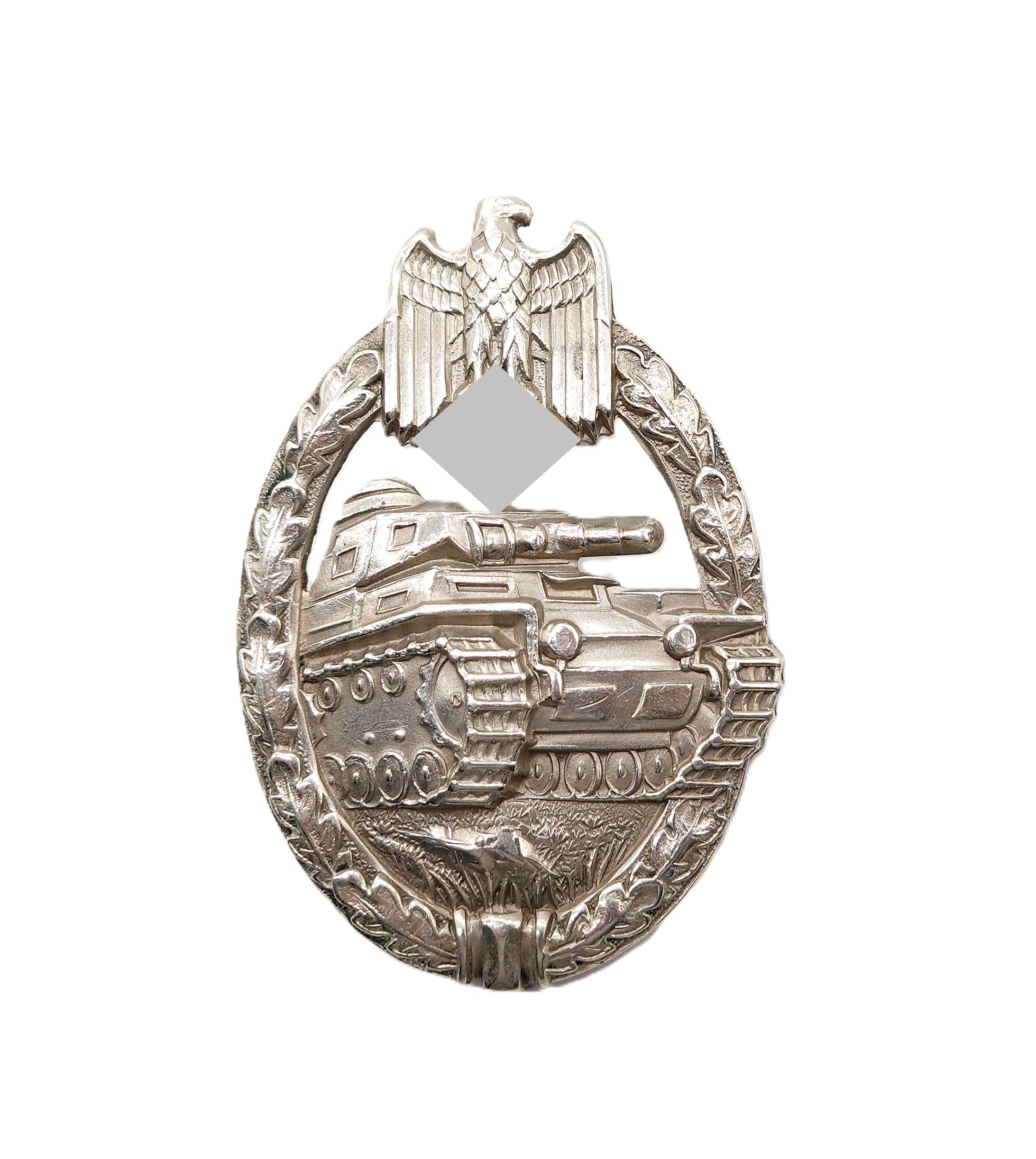 Panzerkampfabzeichen – Ausführung in Neusilber – Hohlprägung – Hersteller C. E. Juncker, Berlin – PKA