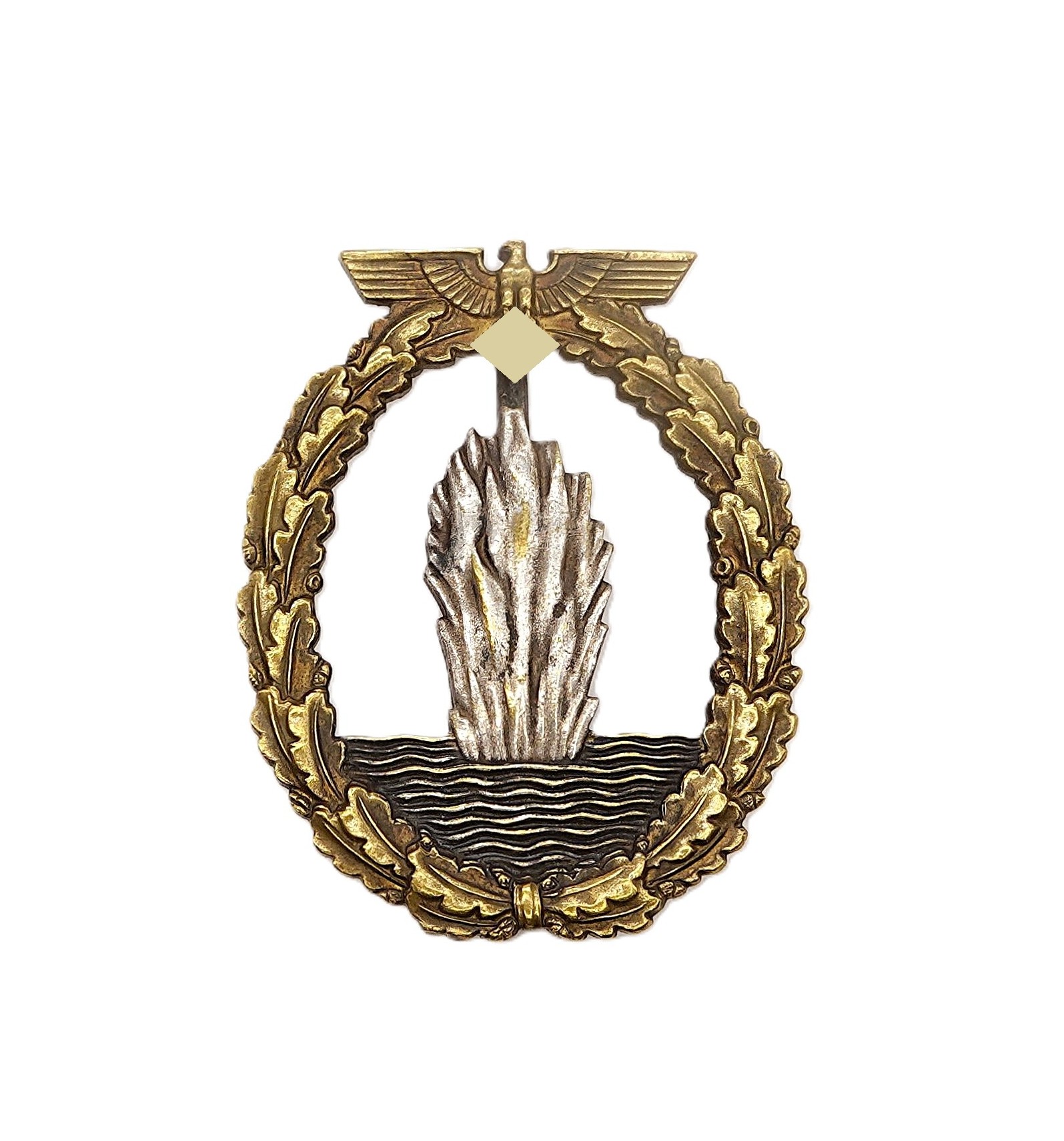 Minensucher (Kriegsabzeichen für Minensuch-, U-Boots-, Jagd- und Sicherungsverbände) – B. H. Mayer Kunstprägeanstalt, Pforzheim – Buntmetall