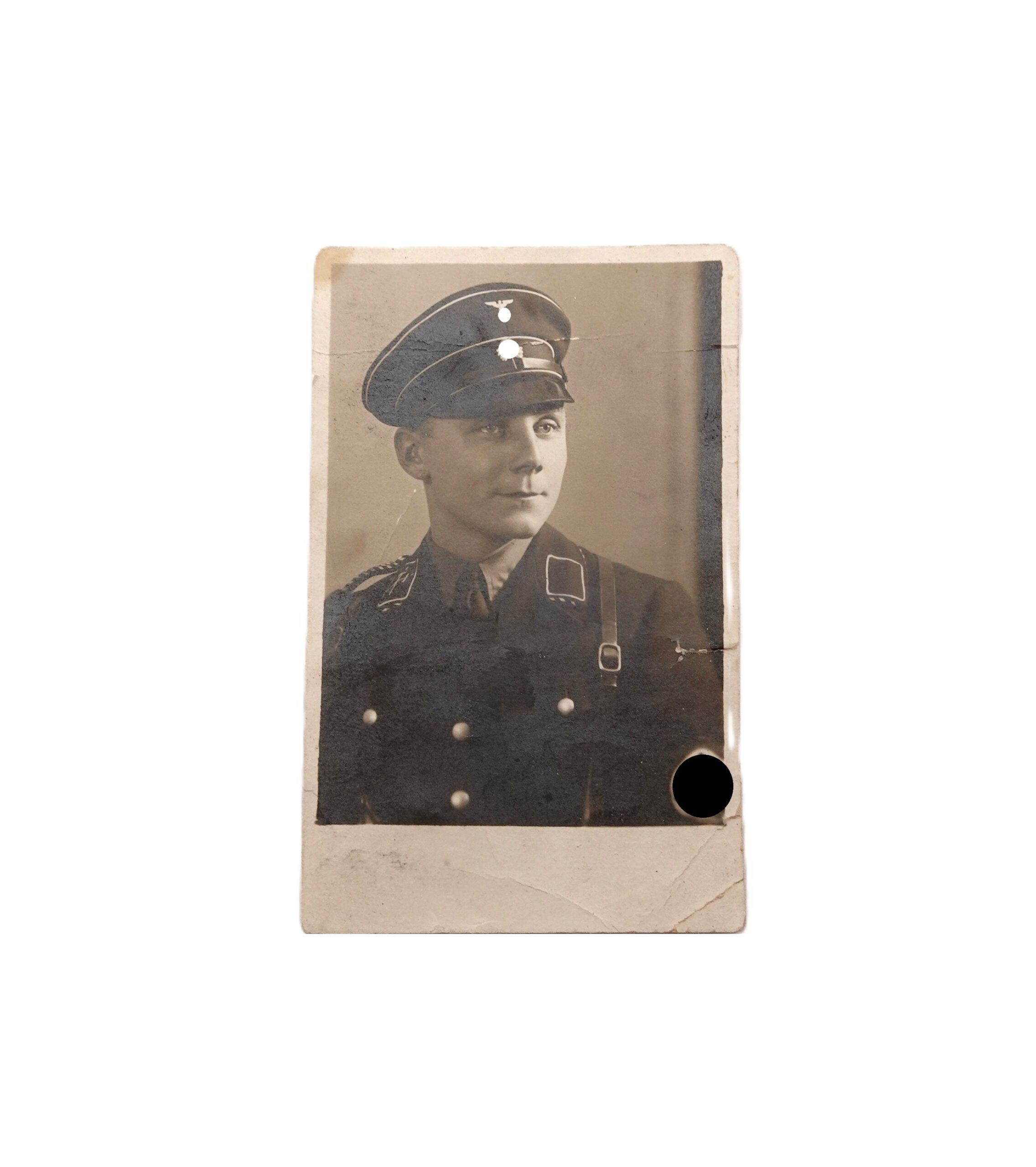 Foto – Portrait eines SS Mann der Reiterstandarte - Mit dem Tragegestell für berittene Parteiangehörige
