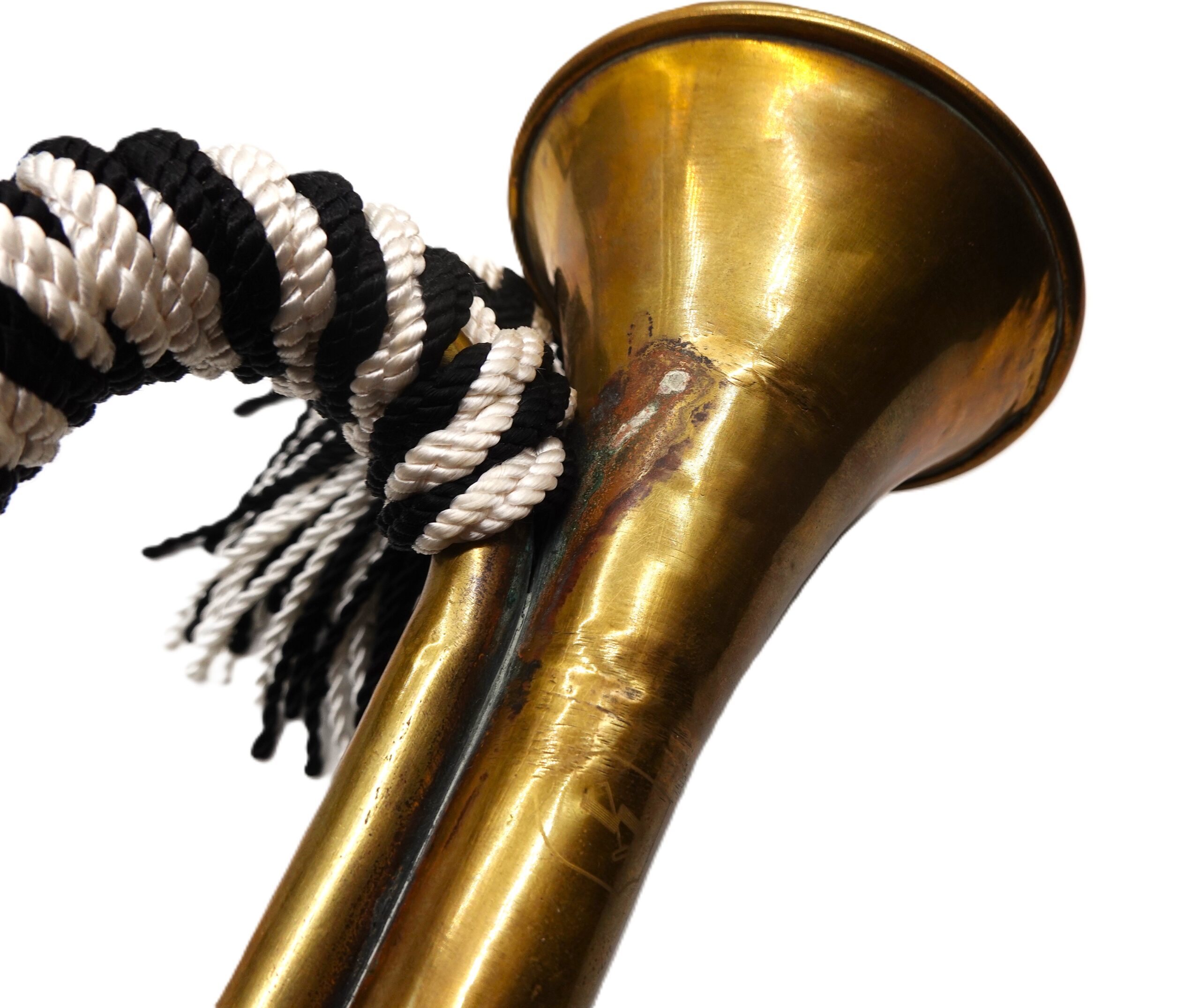 Horn - Signalhorn - HJ (Hitlerjugend) - Mit nachträglich gravierten Wappen der 12. SS Panzerdivision – Bild 7